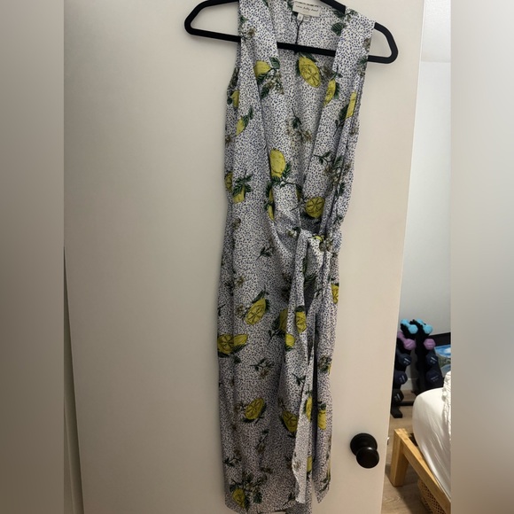 Never Fully Dressed Dresses & Skirts - Never Fully Dressed Lemon Print Wrap Midi Dress